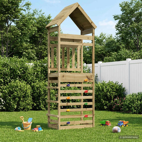 Outdoor Play Tower Natural 53 X 85 X 264 Cm Solid Pine Wood