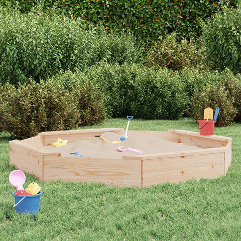 Sandbox With Seats Octagon Solid Wood Pine