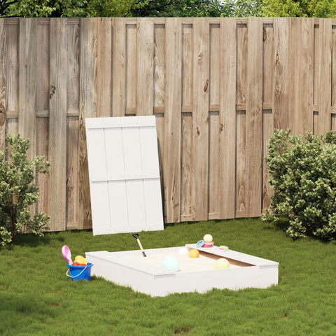 Sandpit With Cover 111X111X19.5 Cm Solid Wood Pine