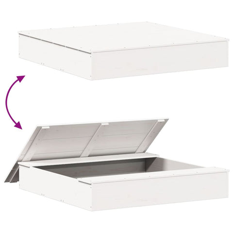 Sandpit With Cover 111X111X19.5 Cm Solid Wood Pine