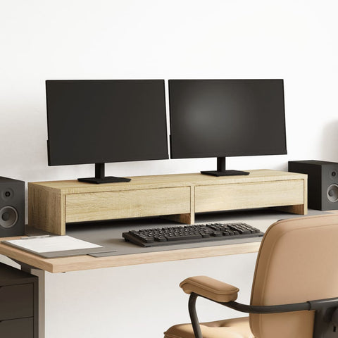 Monitor Stand With Drawers Engineered Wood