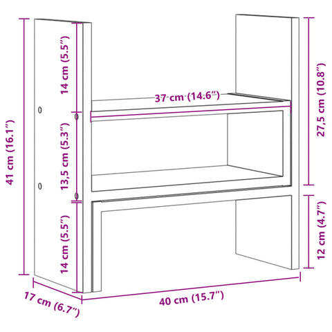 Desk Organiser Adjustable 40X17X41 Cm Engineered Wood
