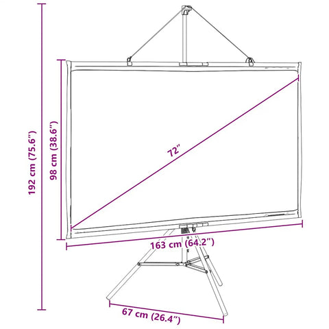 Projection Screen With Tripod 72 Inch 16:9