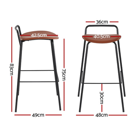 4x Artiss Bar Stools Kitchen Counter Dining Chair Metal Brown