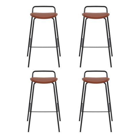 4x Artiss Bar Stools Kitchen Counter Dining Chair Metal Brown