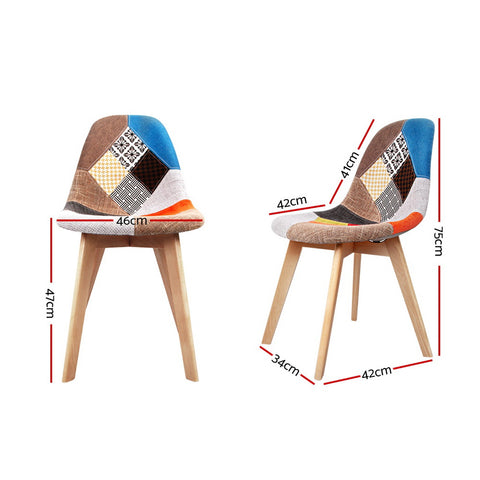Artiss Dining Chairs Set of 4 Fabric Retro Replica DSW