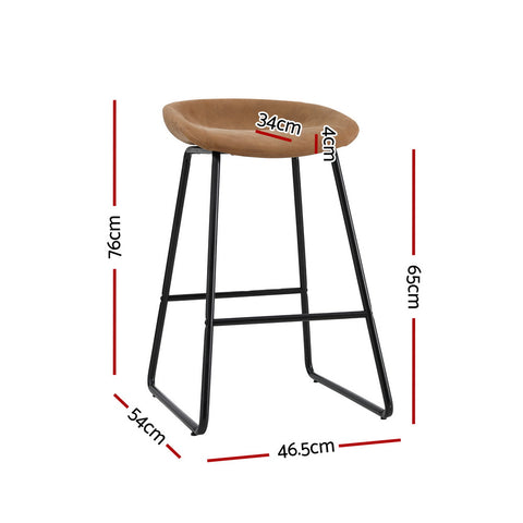 Artiss 2x Bar Stools Kitchen Dining Chairs Counter Stool PU Leather Metal Brown