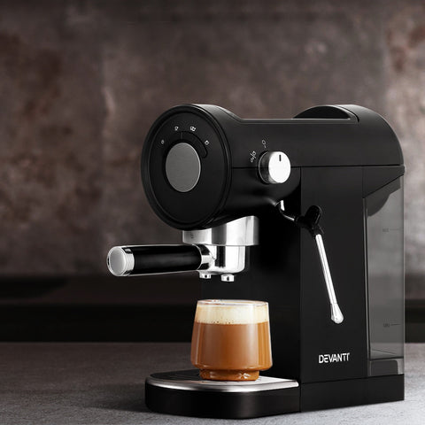 Devanti 20 Bar Coffee Machine Espresso Cafe Maker Black