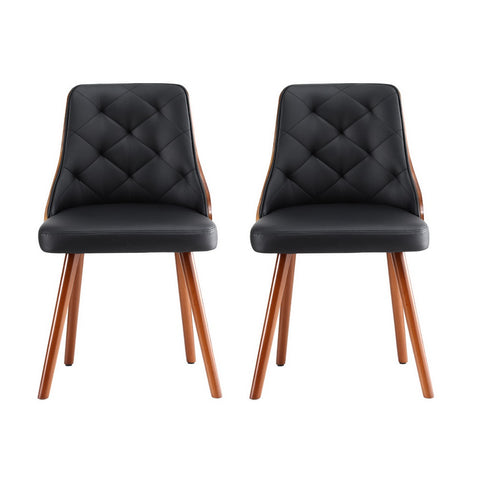 1 Set of 4 Artiss Dining Chairs Black PU
