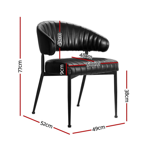 Artiss Dining Chairs Set of 4 Leather Hollow Armchair Black