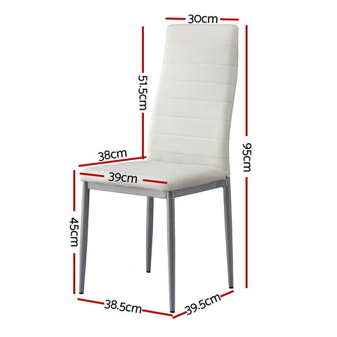 Artiss Dining Chairs Set of 4 Leather Channel Tufted White