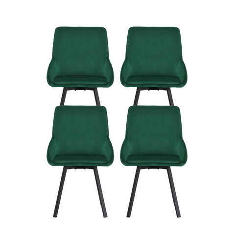 Artiss Dining Chairs Set of 4 Velvet Swivel Base Green