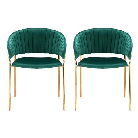 Artiss Dining Chairs Green Velvet Upholstered Set Of 2 Dalia