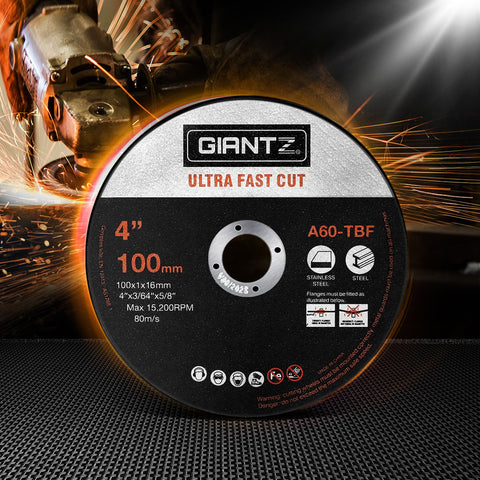 Giantz 50-Piece Cutting Discs 4" 100mm,Giantz 50pcs 4" Cutting Discs 100mm Angle Grinder Thin Cut Off Wheel for Metal