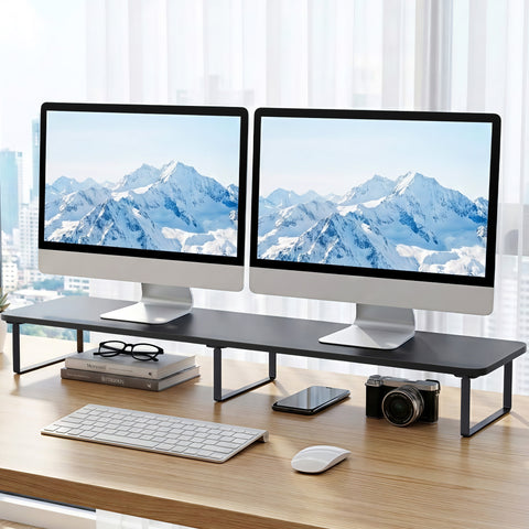 Artiss Dual Monitor Stand 100cm Riser Large Laptop Stand Desk Organiser Black