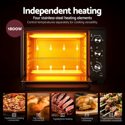 Devanti 30L Convection Oven Electric Fryer Ovens 1600W