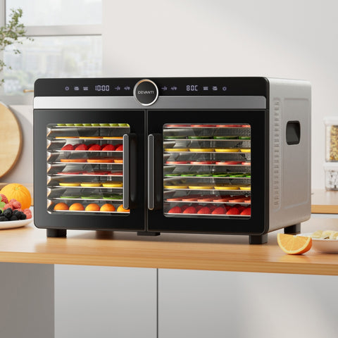 Devanti 16 Trays Food Dehydrator Dual-Zone Stainless Steel