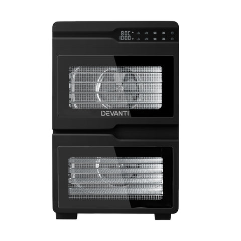 Devanti 12 Trays Food Dehydrator Dual-Zone Stainless Steel Fruit Jerky Dryer