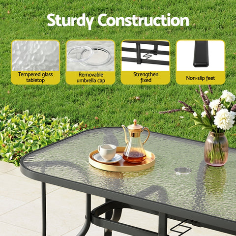 Gardeon 5PC Outdoor Dining Set Table and Chairs Patio Furniture Bistro Set Garden Black