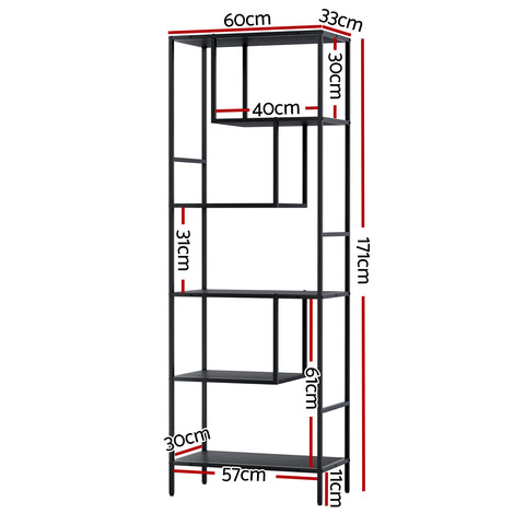 Artiss Bookshelf 5 Tiers RHYS Black