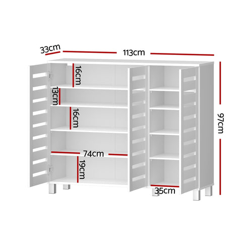 Artiss Shoe Rack Cabinet 30 Pairs Adjustable Shelf White