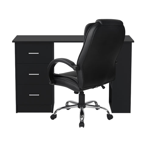 Artiss Computer Desk 120cm Executive Office Chair Set PU Leather High Back Black