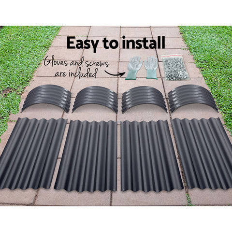 2x Green Fingers Raised Garden Bed 160X80X42cm Oval Planter Box Raised Container Galvanised