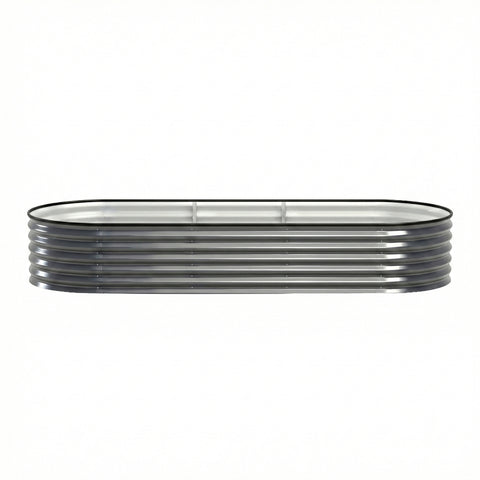 Green Fingers 3 Pcs Raised Garden Bed Kit Oval Galvanized Steel Planter Boxes 240x80x42cm, Heavy Duty Metal Elevated Garden Bed for Vegetables Flowers Herbs, with Safety Edging, Gloves & Pegs Included