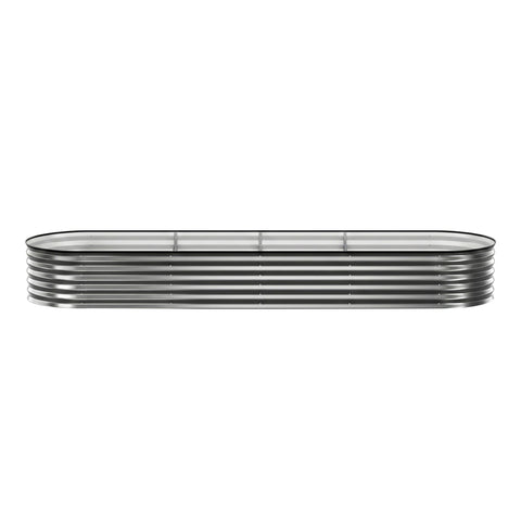 Green Fingers 3 Pcs Raised Garden Bed Kit Oval Galvanized Steel Planter Boxes 320x80x42cm, Heavy Duty Metal Elevated Garden Bed for Vegetables Flowers Herbs, with Safety Edging, Gloves & Pegs Included