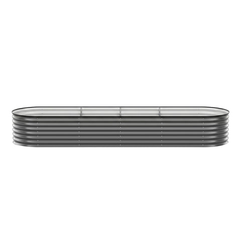 Green Fingers 4 Pcs Raised Garden Bed Kit Oval Galvanized Steel Planter Boxes 320x80x56cm, Heavy Duty Metal Elevated Garden Bed for Vegetables Flowers Herbs, with Safety Edging, Gloves & Pegs Included