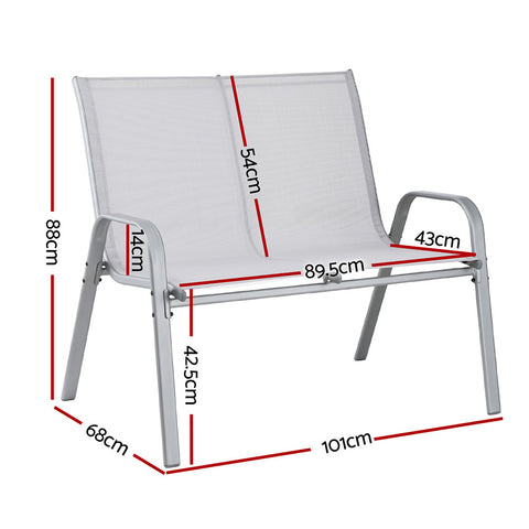 Gardeon Garden Bench Seat Steel Outdoor Patio Park Lounge Backyard Chair Grey