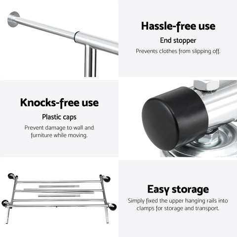 Artiss Clothes Rack Airer Rail Coat Stand Adjustable Hanger