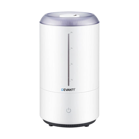 Devanti Ultrasonic Humidifier Aroma Diffuser Top Fill Quiet Bedroom 4L White