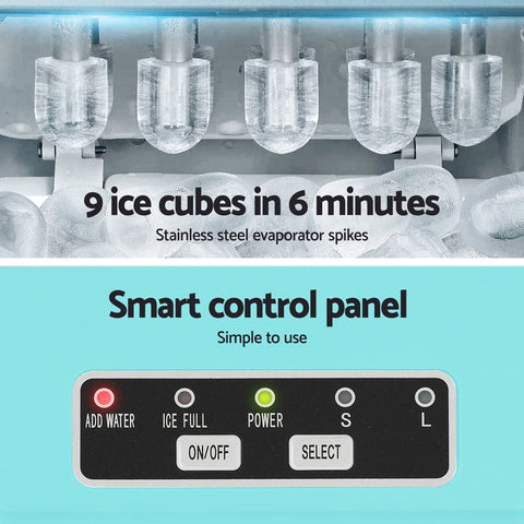 Devanti 12kg Ice Maker Machine w/Self Cleaning Green