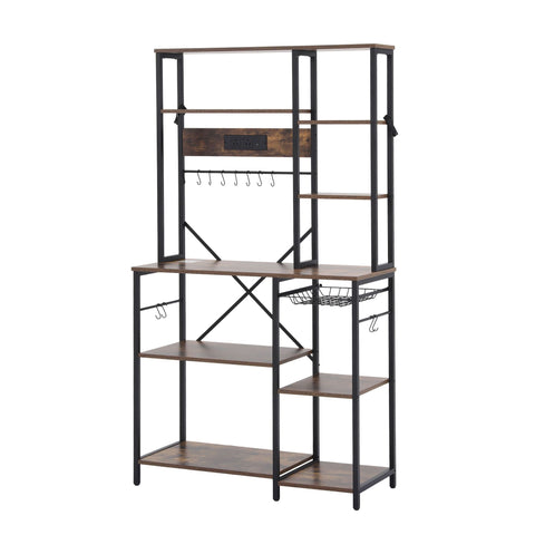 Artiss Kitchen Rack with Power Outlets Hooks 96CMX170CM Microwave Storage Shelf