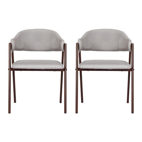 Artiss Dining Chairs Grey Linen Fabric Set Of 2 Nadi