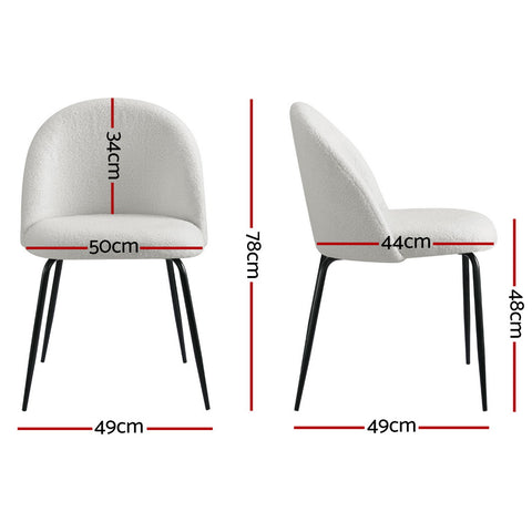 Artiss Dining Chairs Set of 4 Sherpa Boucle White