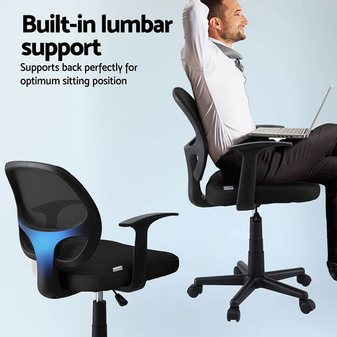 Artiss 2x Mesh Office Chair Computer Gaming Desk Chairs Work Study Mid Back Black