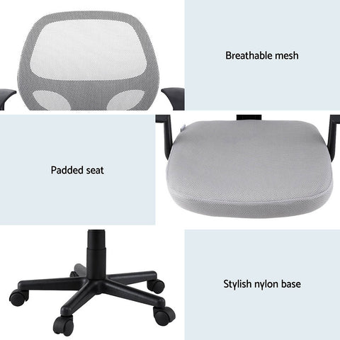 Artiss 2x Mesh Office Chair Computer Gaming Desk Chairs Work Study Mid Back Grey