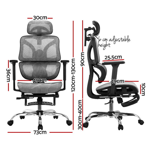 Artiss Ergonomic Office Chair Footrest Grey