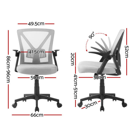 Artiss 2x Mesh Office Chair Mid Back Grey