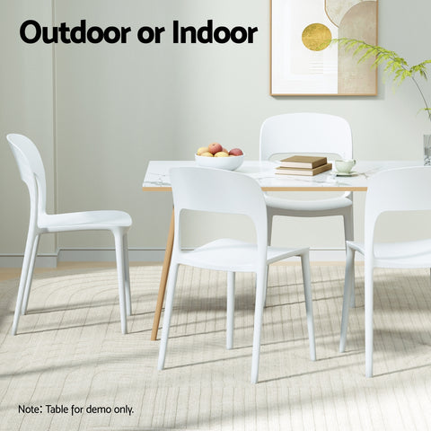Gardeon 4PC Outdoor Dining Chairs Stackable PP Patio Chair Garden Furniture White