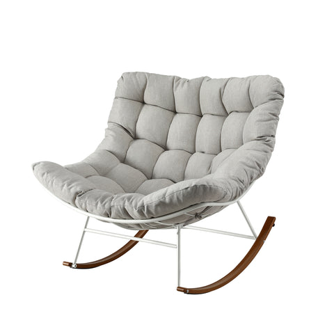 Gardeon Outdoor Rocking Chair Furniture Papasan Recliner Garden Patio Lounge Setting White