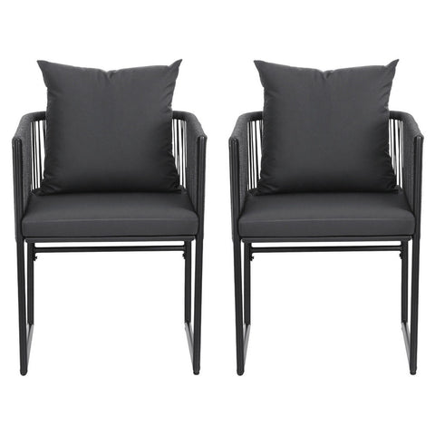 Gardeon 2PC Outdoor Dining Chairs Woven Rope Chair Patio Furniture Garden Steel