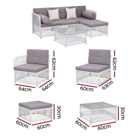 Gardeon 4 Seater Outdoor Sofa Set 5PCS Table Chair Set Garden Patio Furniture