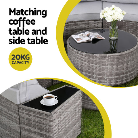 Gardeon 6 Seater Outdoor Sofa Set 9PCS Table Chair Set Garden Rattan Patio Furniture