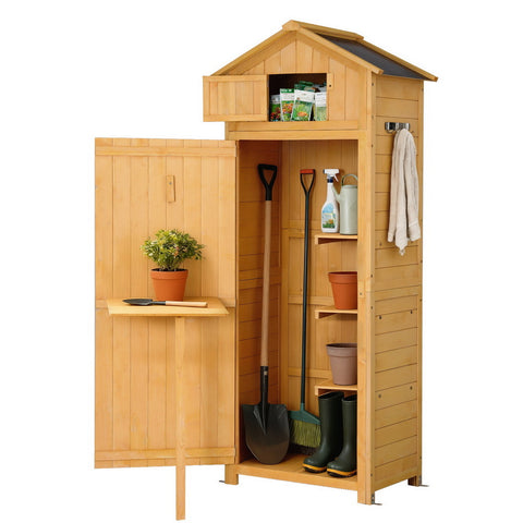 Gardeon Outdoor Storage Cabinet Cupboard Folding Table Tool Organizer Shed Adjustable