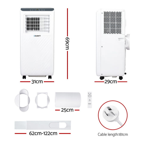 3-in-1 Devanti Portable Air Conditioner Dehumidifier Fan 7000BTU