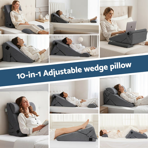 Giselle Bedding Adjustable Wedge Pillow Grey