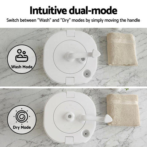 Devanti Portable Washing Machine Manual Spin Dryer Compact for Camping Caravan Apartment